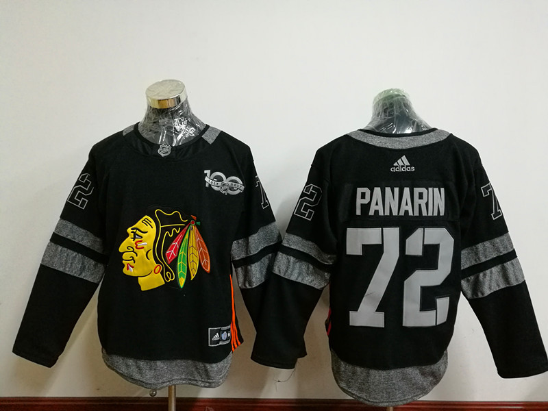 Chicago Blackhawks 72 Artemi Panarin Black 1917-2017 100th Anniversary Stitched NHL Jersey