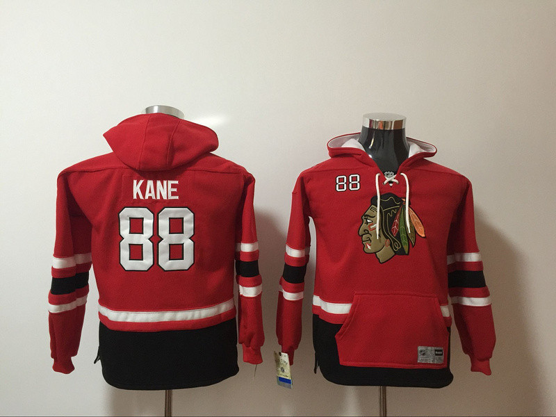 Chicago Blackhawks 88 Patrick Kane Red Youth All Stitched Hooded Sweatshirt