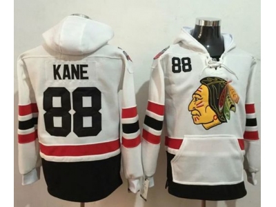 Chicago Blackhawks 88 Patrick Kane White Name and Number Pullover NHL Hoodie