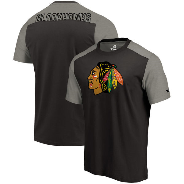 Chicago Blackhawks Fanatics Branded Iconic Blocked T Shirt Black