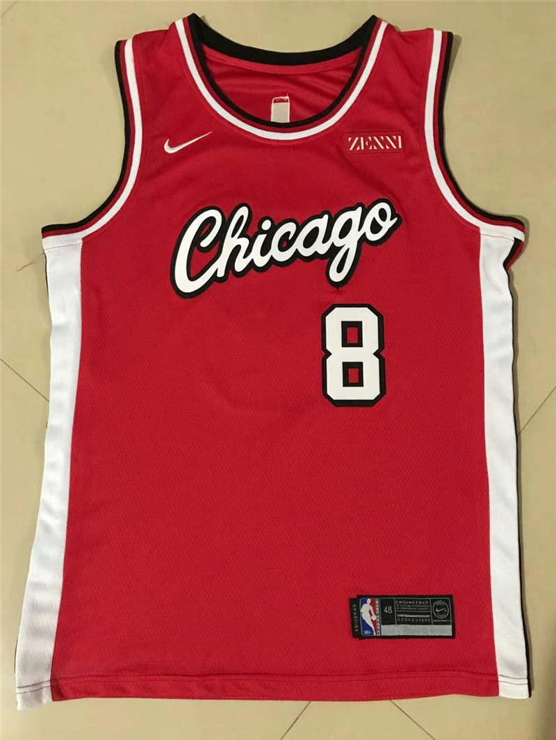 Chicago Bulls 8 Zach Lavine Jersey 2021 22 Red City Edition Swingman jersey