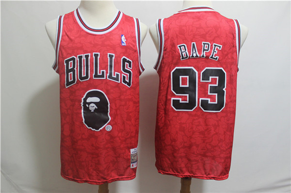 Chicago Bulls 93 Bape Blue Hardwood Classics Jersey