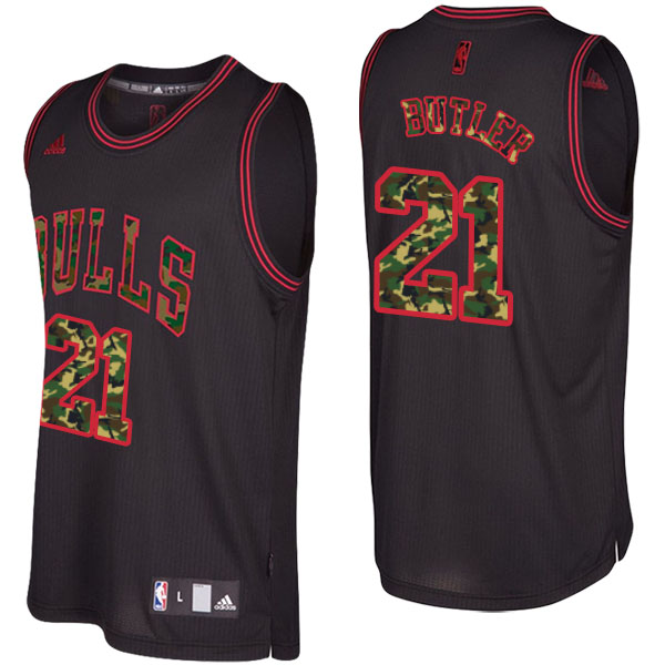 Chicago Bulls Jimmy Butler Camo Fashion Swingman Black Jersey