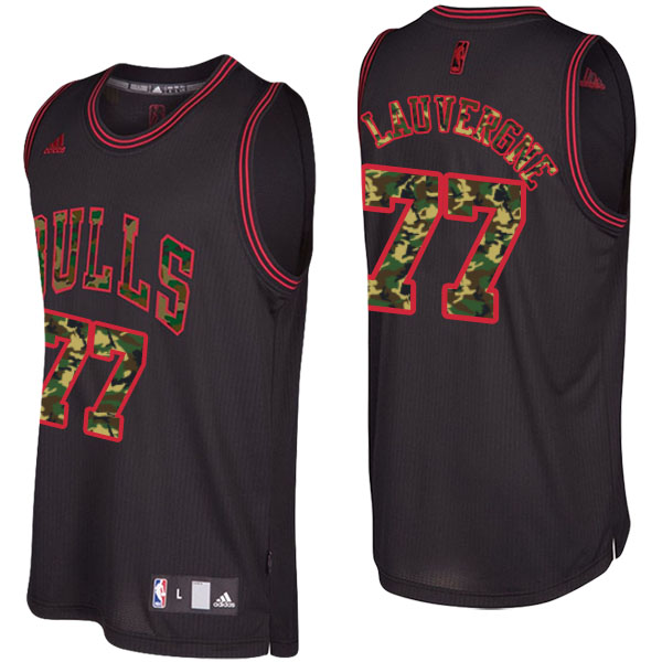 Chicago Bulls Joffrey Lauvergne Camo Fashion Swingman Black Jersey