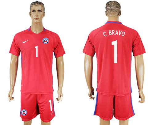 Chile 1 C Bravo Home Soccer Country Jersey