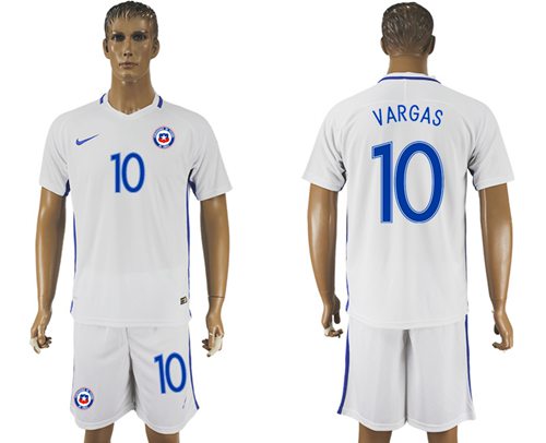 Chile 10 Vargas Away Soccer Country Jersey