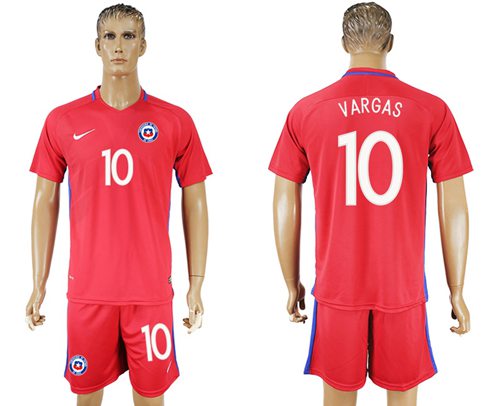 Chile 10 Vargas Home Soccer Country Jersey