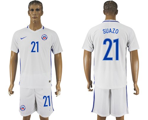 Chile 21 Suazo Away Soccer Country Jersey