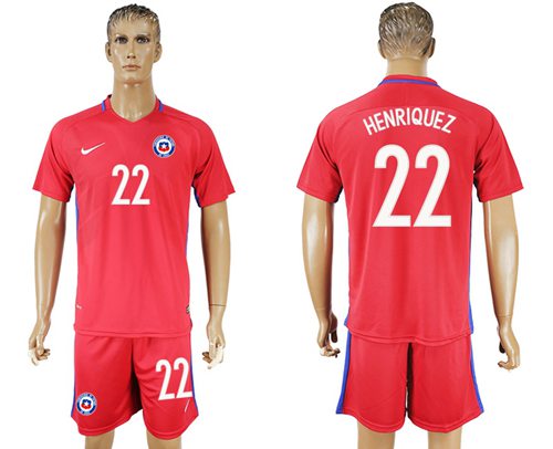 Chile 22 Henriquez Home Soccer Country Jersey