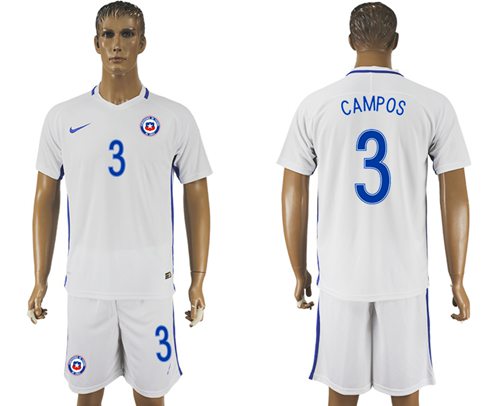 Chile 3 Campos Away Soccer Country Jersey
