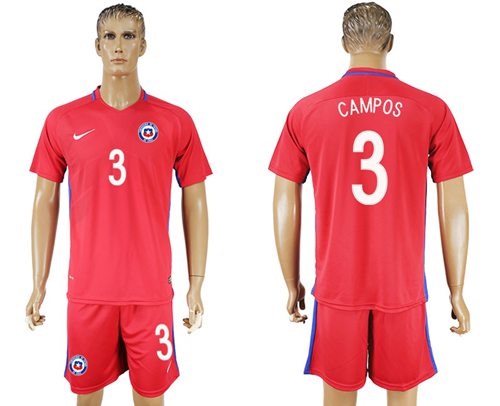 Chile 3 Campos Home Soccer Country Jersey