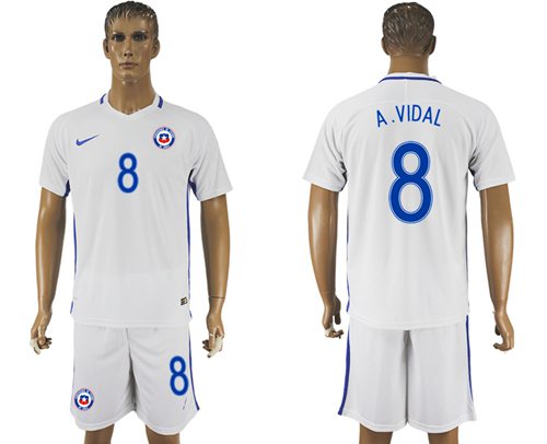 Chile 8 A Vidal Away Soccer Country Jersey