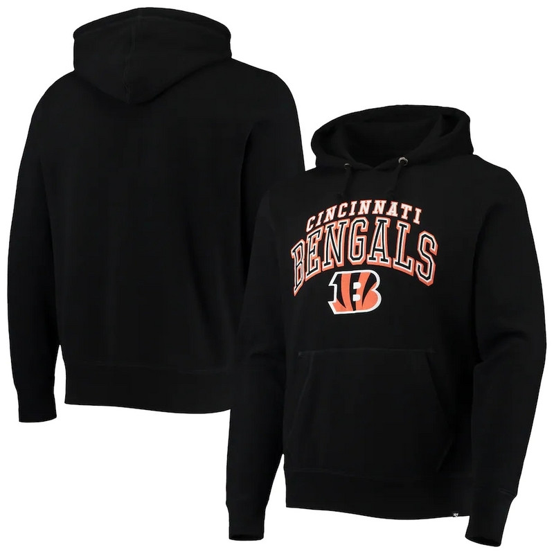 Cincinnati Bengals '47 Double Decker Headline Fleece Pullover Hoodie Black