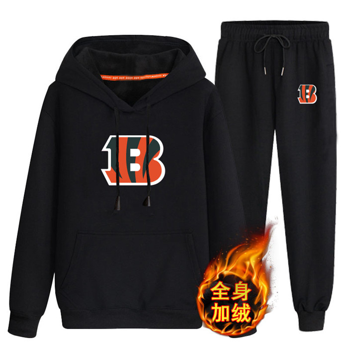 Cincinnati Bengals Black Plus Velvet Pullover Hoodie & Pant