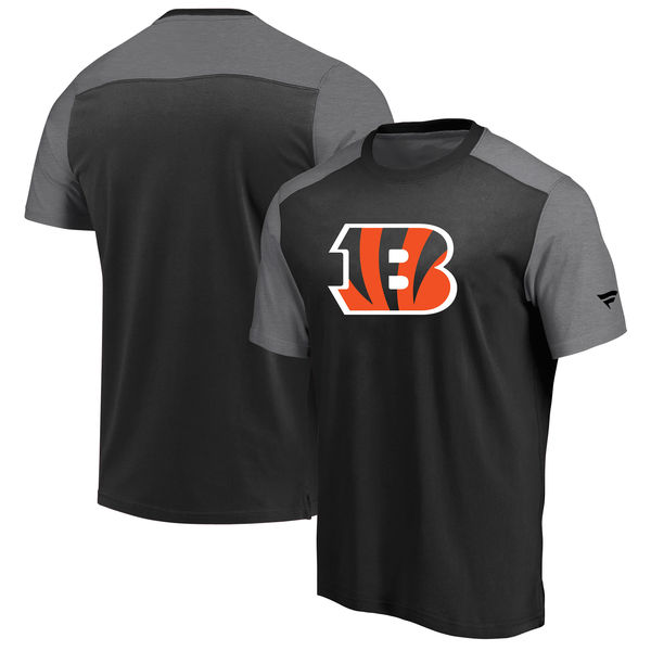 Cincinnati Bengals NFL Pro Line by Fanatics Branded Iconic Color Block T Shirt BlackHeathered Gray