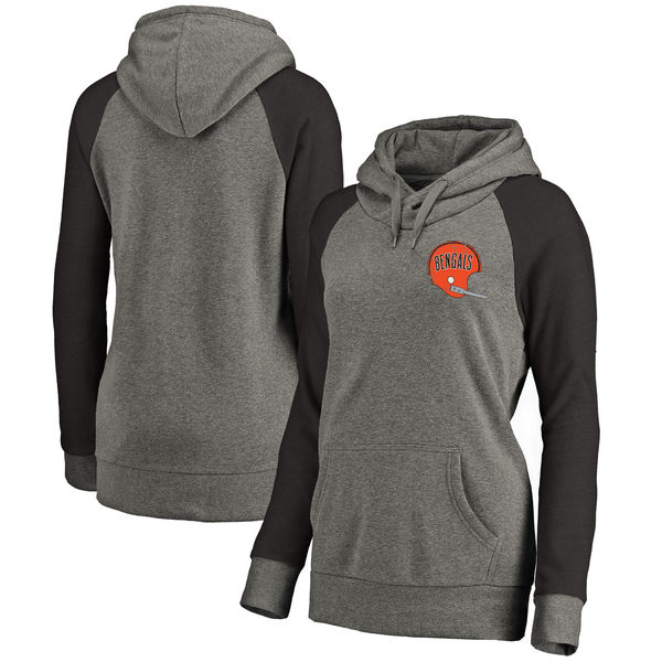Cincinnati Bengals NFL Pro Line by Fanatics Branded Women's Plus Sizes Vintage Lounge Pullover Hoodie Heathered Gray