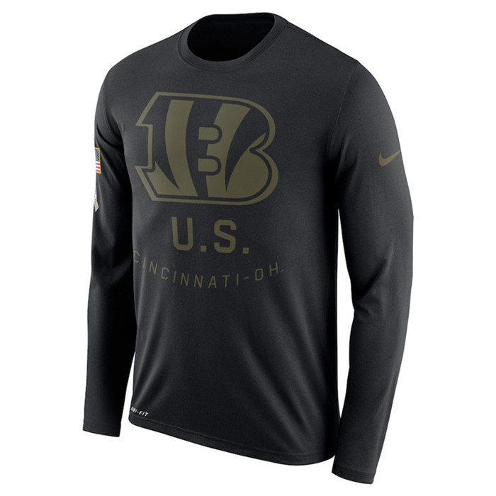 Cincinnati Bengals  Salute to Service Sideline Legend Performance Long Sleeve T Shirt Black