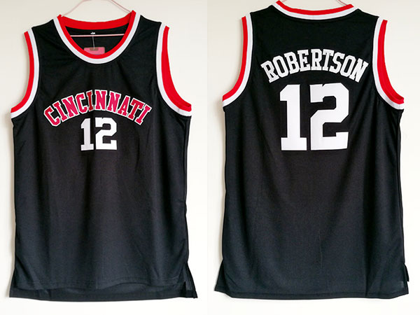 Cincinnati Royals 12 Oscar Robertson Black College Basketball Jersey