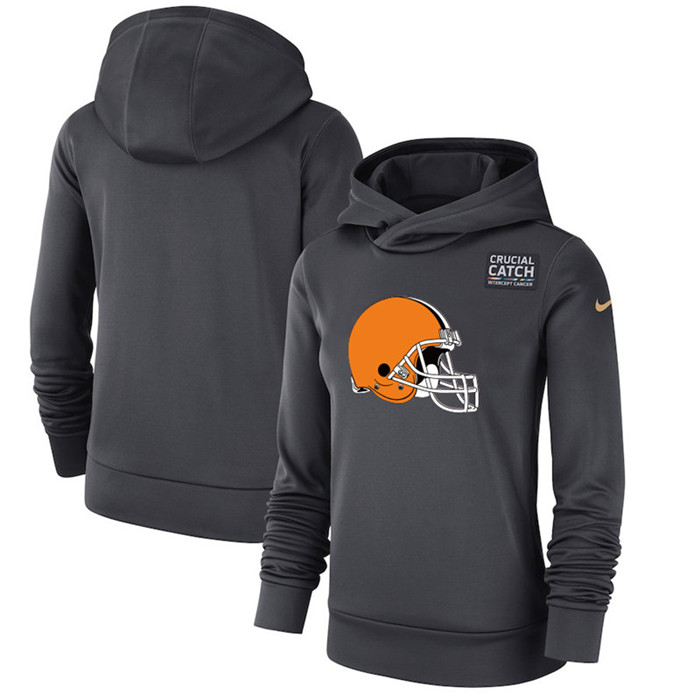 Cleveland Browns Anthracite Women's  Crucial Catch Performance Hoodie