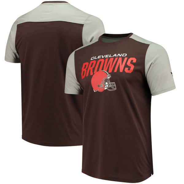 Cleveland Browns NFL Pro Line by Fanatics Branded Iconic Color Blocked T Shirt Brown Gray