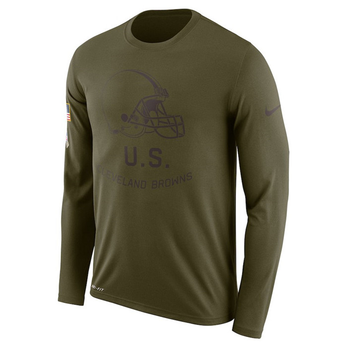 Cleveland Browns  Salute to Service Sideline Legend Performance Long Sleeve T Shirt Olive