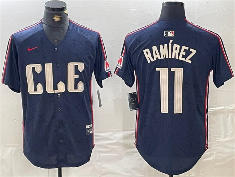 Cleveland Guardians 11 Jose Ramirez Navy Nike 2024 City Connect Cool Base Jersey