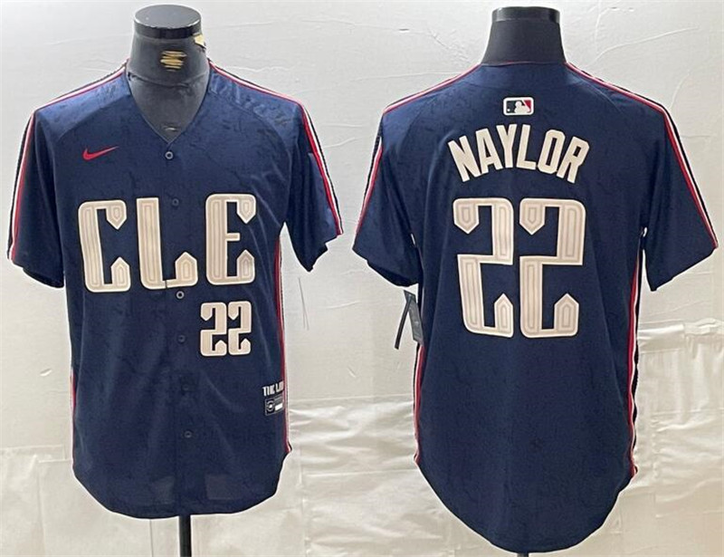 Cleveland Guardians 22 Josh Naylor Number Navy Nike 2024 City Connect Cool Base Jersey