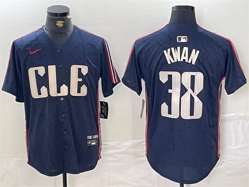 Cleveland Guardians 38 Steven Kwan Navy Nike 2024 City Connect Cool Base Jersey