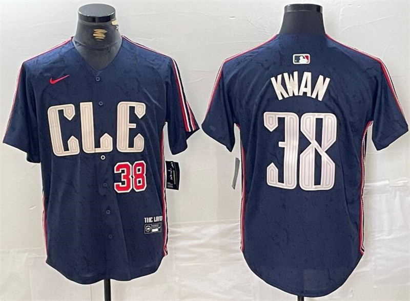 Cleveland Guardians 38 Steven Kwan Number Navy Nike 2024 City Connect Cool Base Jersey