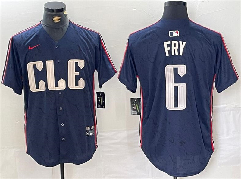 Cleveland Guardians 6 David Fry Navy Nike 2024 City Connect Cool Base Jersey