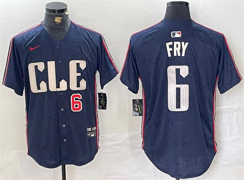 Cleveland Guardians 6 David Fry Number Navy Nike 2024 City Connect Cool Base Jersey