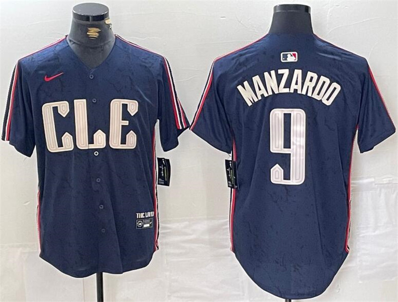 Cleveland Guardians 9 Kyle Manzardo Navy Nike 2024 City Connect Cool Base Jersey