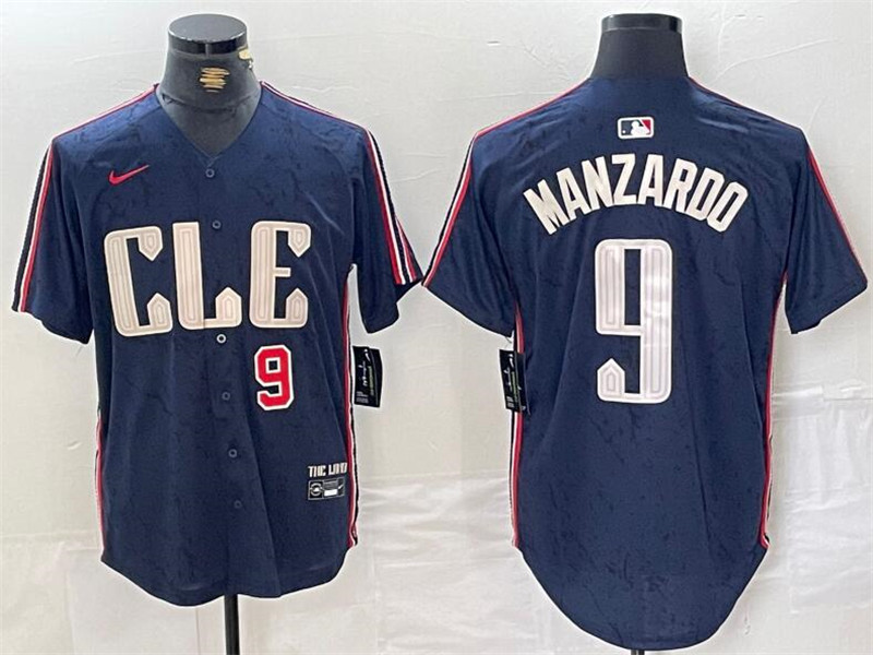 Cleveland Guardians 9 Kyle Manzardo Number Navy Nike 2024 City Connect Cool Base Jersey