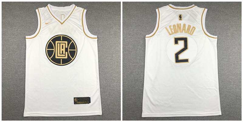 Clippers 2 Kawhi Leonard White Gold Swingman Jersey