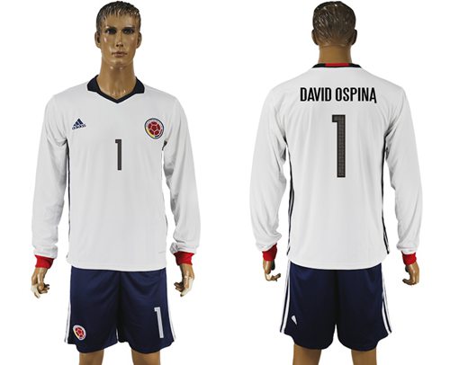 Colombia 1 David Ospina Away Long Sleeves Soccer Country Jersey