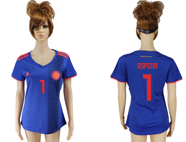 Colombia 1 OSPINA Away Women 2018 FIFA World Cup Soccer Jersey