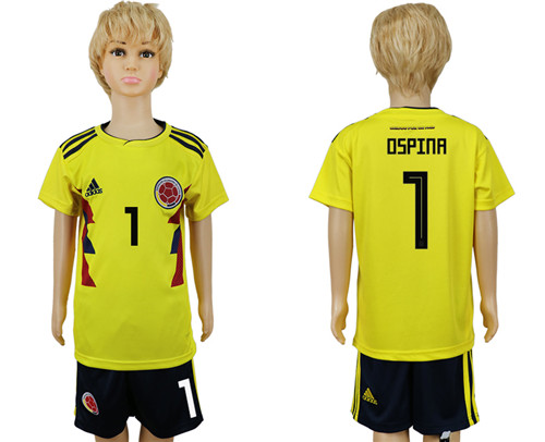 Colombia 1 OSPINA Youth 2018 FIFA World Cup Soccer Jersey