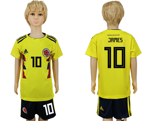 Colombia 10 JAMES Youth 2018 FIFA World Cup Soccer Jersey