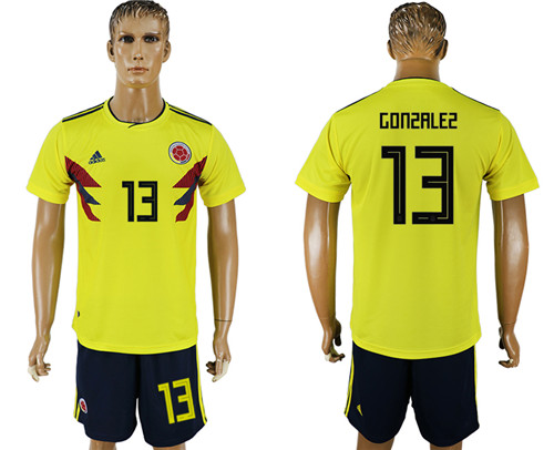 Colombia 13 GONZALEZ Home 2018 FIFA World Cup Soccer Jersey