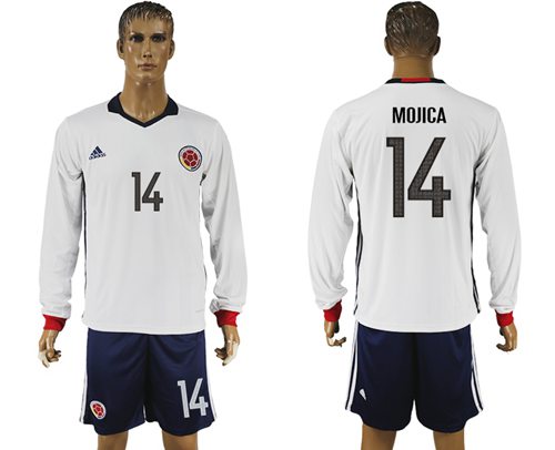 Colombia 14 Mojica Away Long Sleeves Soccer Country Jersey
