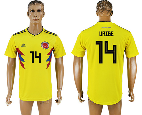 Colombia 14 URIBE Home 2018 FIFA World Cup Thailand Soccer Jersey