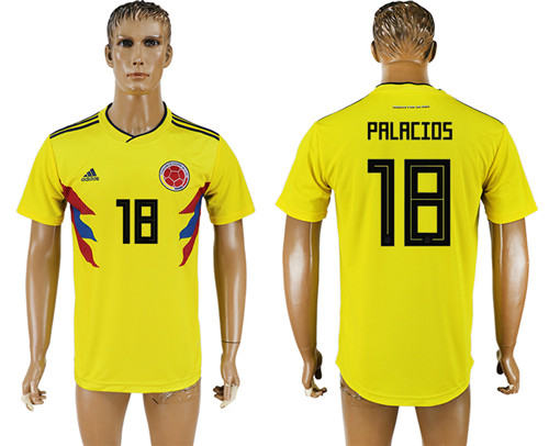 Colombia 18 PALACIOS Home 2018 FIFA World Cup Thailand Soccer Jersey