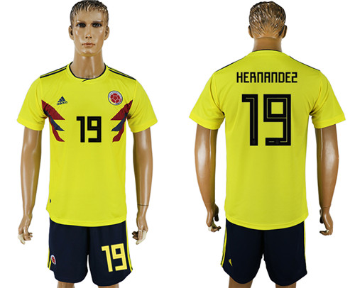 Colombia 19 HERNANDEZ Home 2018 FIFA World Cup Soccer Jersey