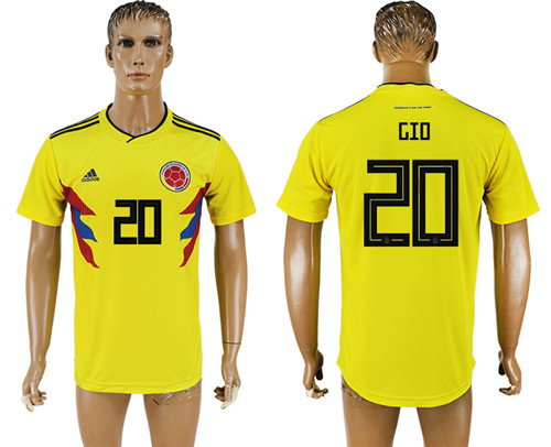 Colombia 20 GIO Home 2018 FIFA World Cup Thailand Soccer Jersey