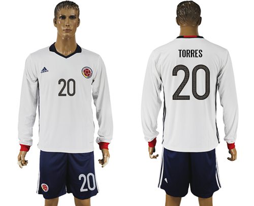 Colombia 20 Torres Away Long Sleeves Soccer Country Jersey
