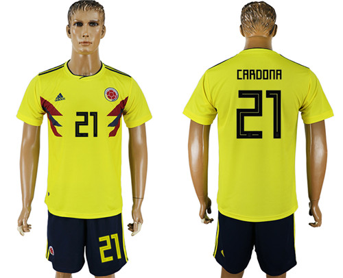 Colombia 21 CARDONA Home 2018 FIFA World Cup Soccer Jersey