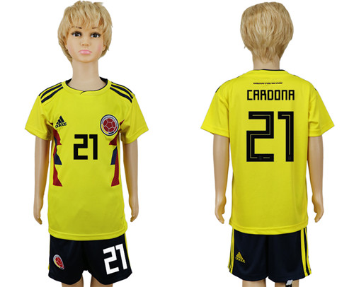 Colombia 21 CARDONA Youth 2018 FIFA World Cup Soccer Jersey