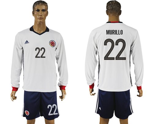 Colombia 22 Murillo Away Long Sleeves Soccer Country Jersey