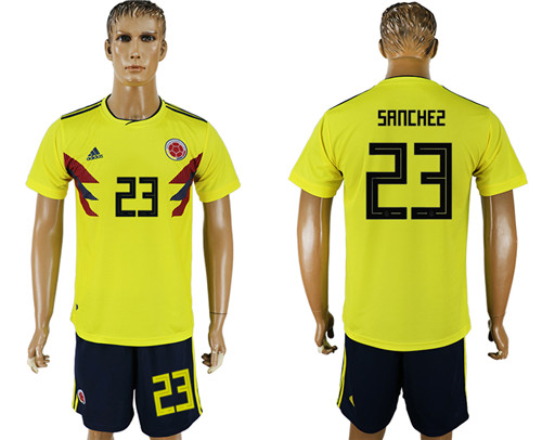 Colombia 23 SANCHEZ Home 2018 FIFA World Cup Soccer Jersey