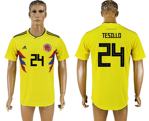 Colombia 24 TESILLO Home 2018 FIFA World Cup Thailand Soccer Jersey